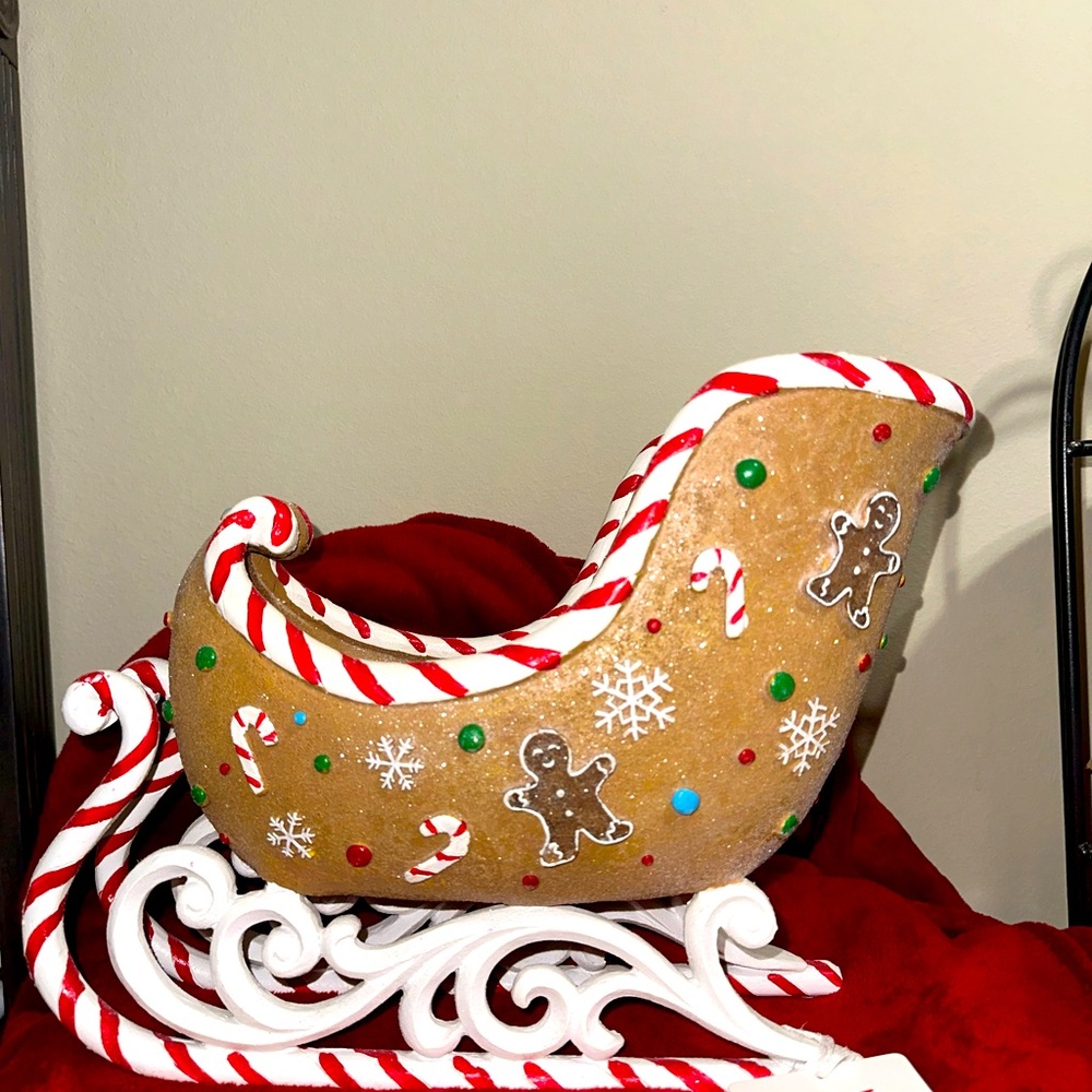 Gingerbread Santa Claus Sleigh Peppermint Square